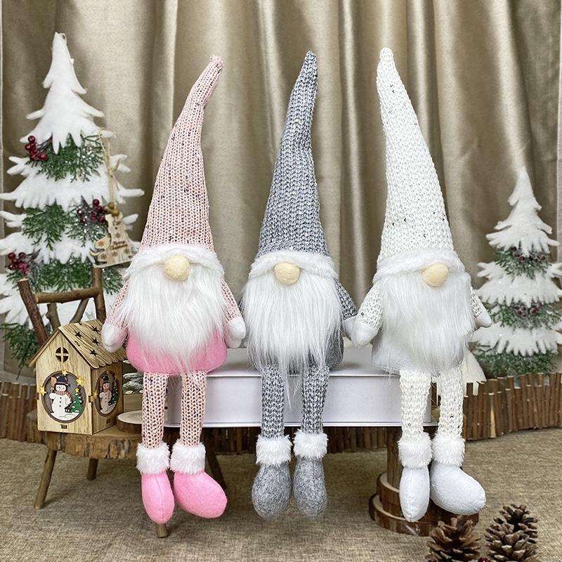Christmas Decorations Dolls Faceless Elderly Dolls Window Decorations(White)