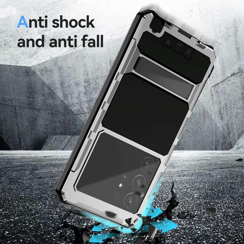 For Samsung Galaxy S24 Ultra 5G R-JUST Life Waterproof Dustproof Shockproof Holder Phone Case(Sil...