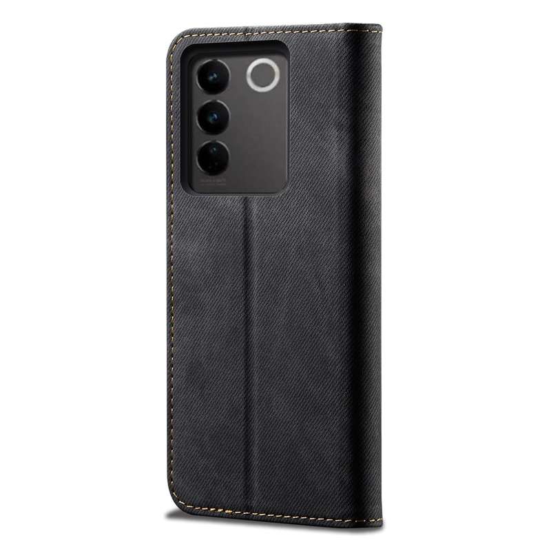 For vivo V27 Denim Texture Leather Phone Case(Black)