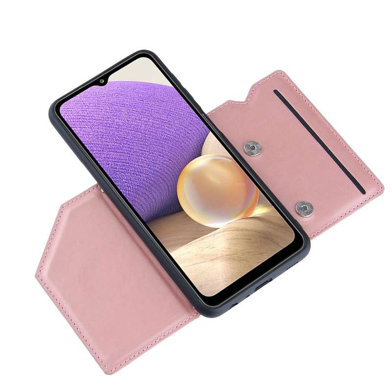 For Samsung Galaxy A32 5G Skin Feel PU + TPU + PC Back Cover Shockproof Case with Card Slots & Ho...