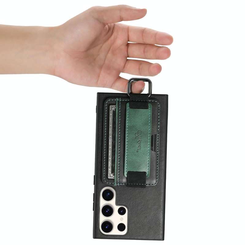 For Samsung Galaxy S23 Ultra 5G Suteni H13 Card Wallet Wrist Strap Holder PU Phone Case(Black)