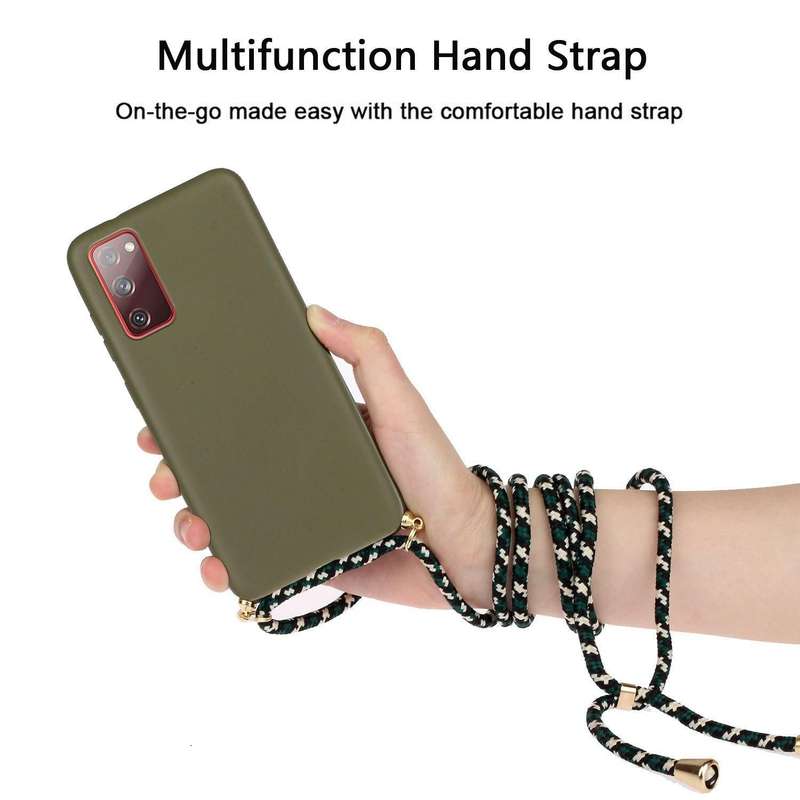 For Samsung Galaxy S20 FE Wheat Straw Material + TPU Protective Case with Lanyard(Army Green)
