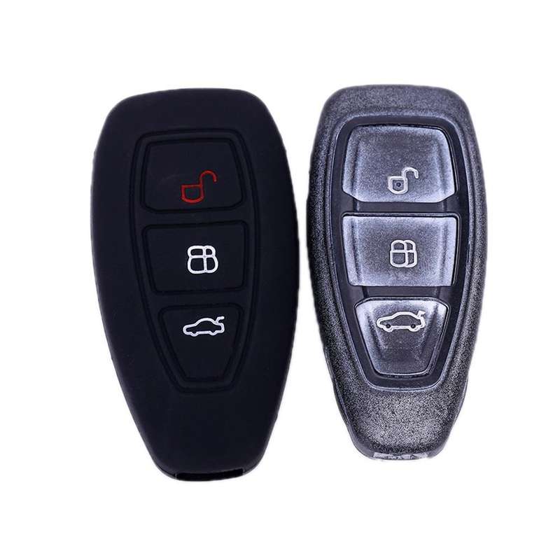 For Ford Focus/Mondeo 2pcs Folding Three-Button Key Protect Cover(Black)