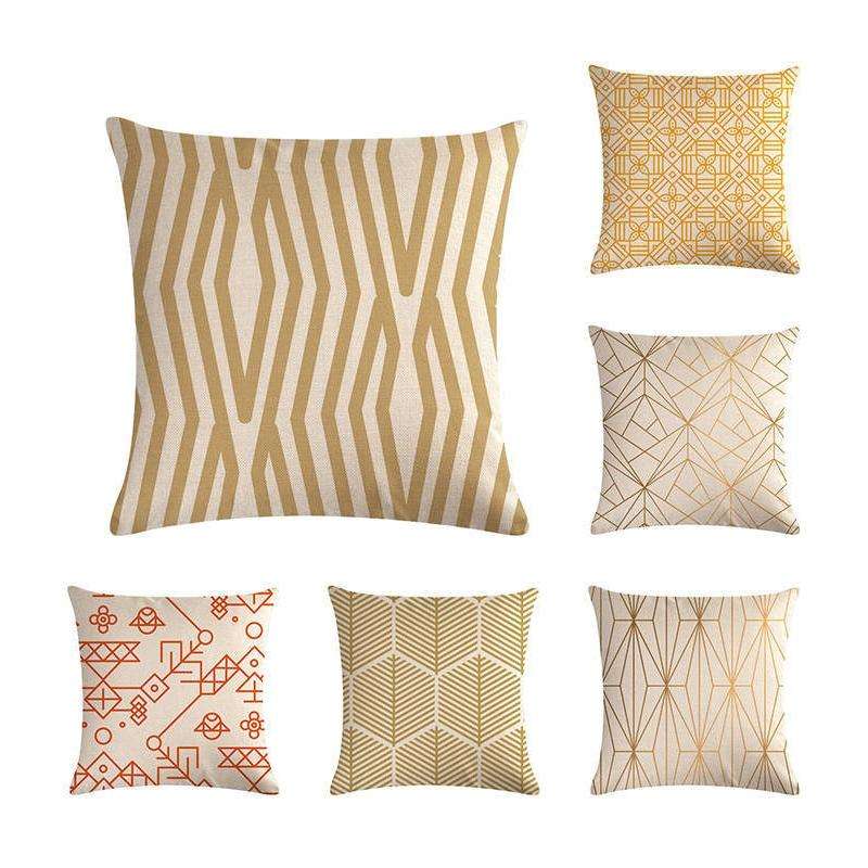 Multi-color Cotton Linen Mustard Pillow Case Yellow Geometric Pillow Covers Decorative Size: 45CM...