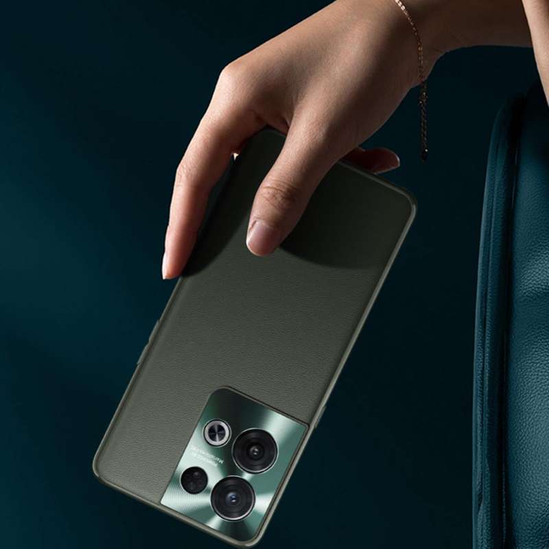 For OPPO Reno8 Pro Plain Skin Leather Phone Case(Green)