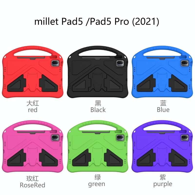 For Xiaomi Pad 5 / Pad 5 Pro 2021 EVA Flat Anti Falling Protective Case Shell with Holder(Black)