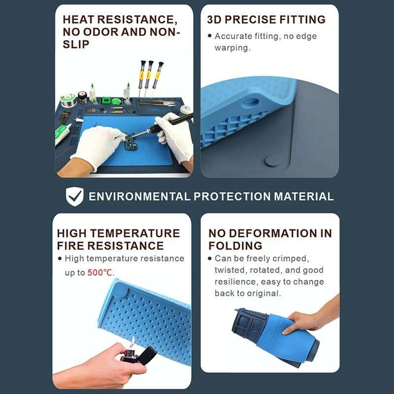 BAKU BA-695  2 in 1 TPR+Silicone Computer Phone Repair Desk Mat Heat Resistant Insulation Mat