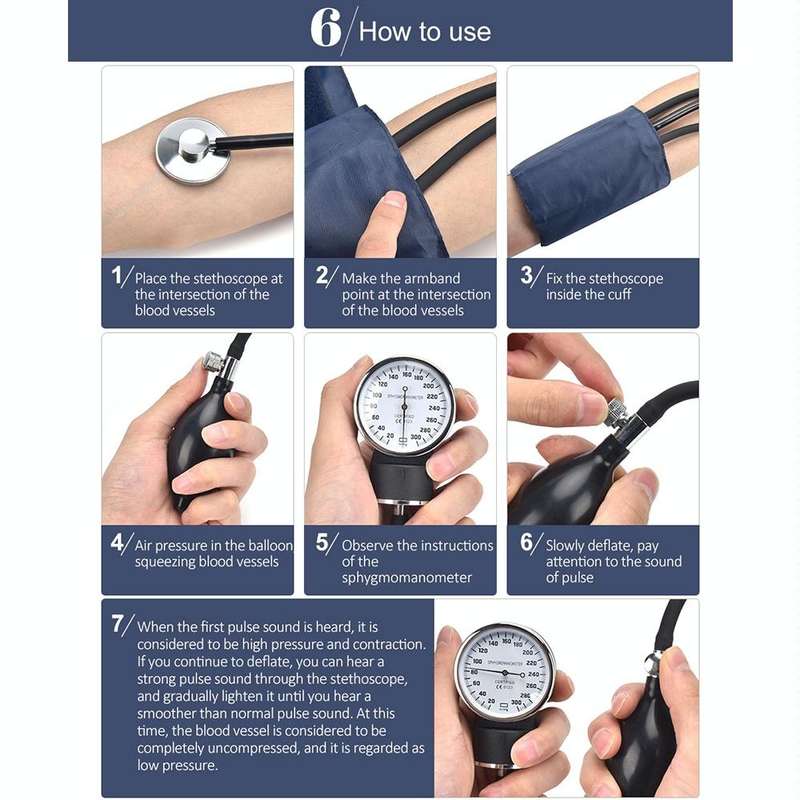 Manual Blood Pressure Watch With Stethoscope Double Tube Double Head Old Sphygmomanometer Arm Typ...