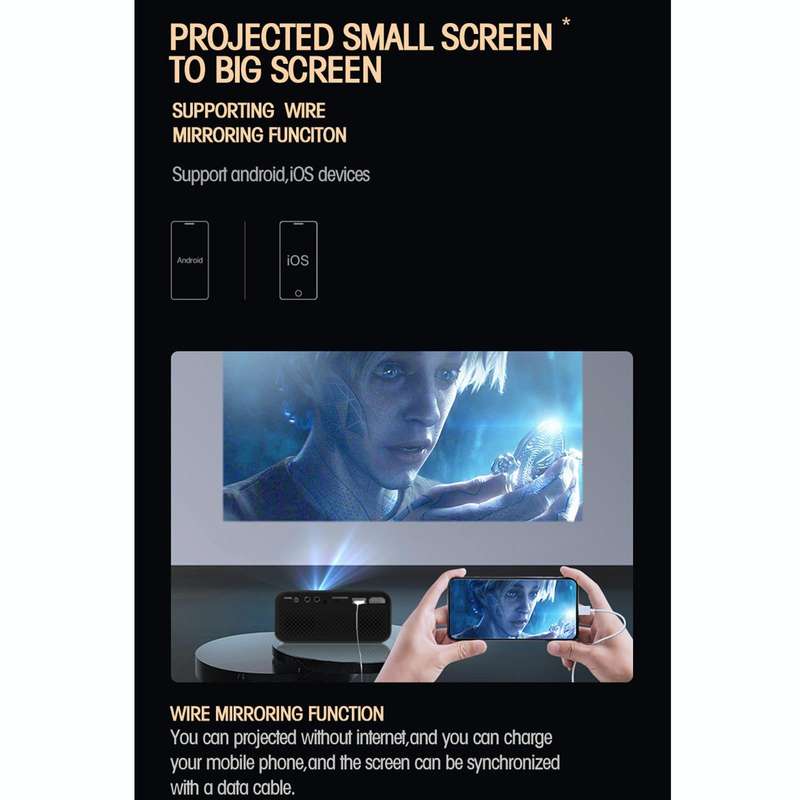 T500 1920x1080P 80 Lumens Portable Mini Home Theater LED HD Digital Projector Without Remote Cont...