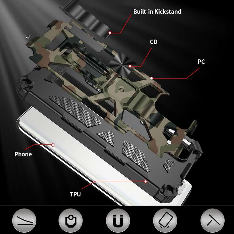 For Motorola Moto G Stylus (2021) Camouflage Armor Shockproof TPU + PC Magnetic Protective Case w...