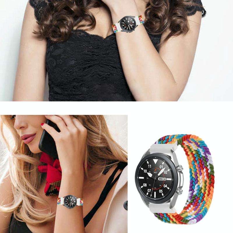 For Garmin Vivoactive 3 Adjustable Nylon Braided Elasticity Watch Band, Size:145mm(Black)