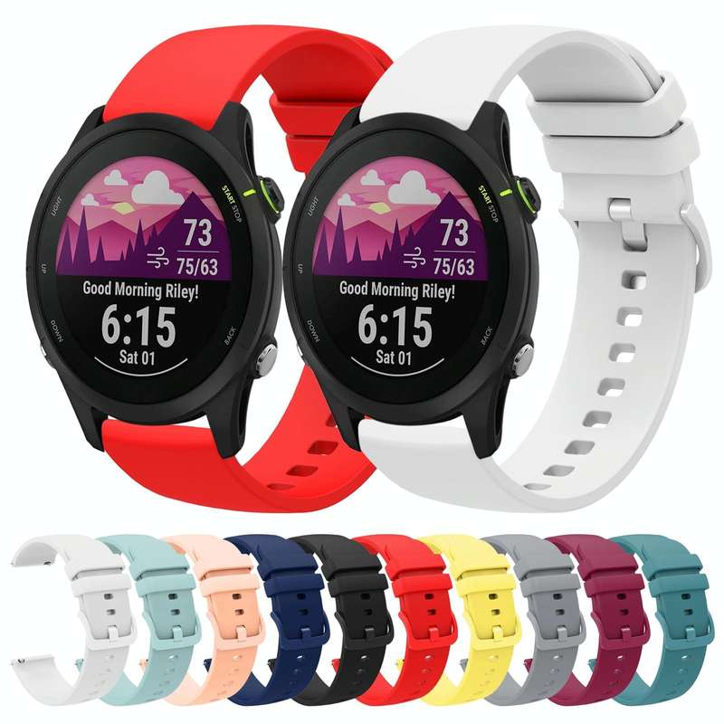 For Garmin Forerunner 255S 18mm Solid Color Soft Silicone Watch Band(Red)