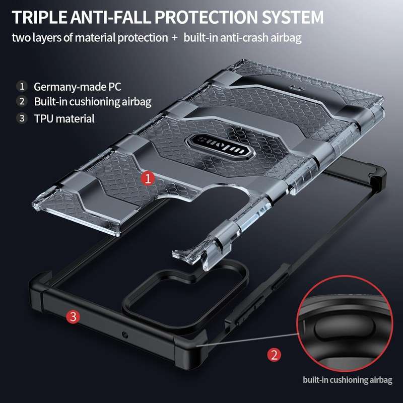 For Samsung Galaxy S22 Ultra 5G wlons Explorer Series PC+TPU Phone Case(Black)