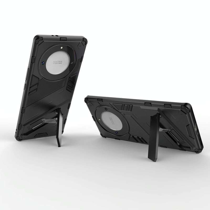 For Honor X9a/X40 5G/Magic5 Lite Punk Armor PC + TPU Phone Case with Holder(Black)