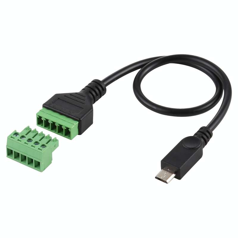 Micro USB Male to 5 Pin Pluggable Terminals Solder-free USB Connector Solderless Connection Adapt...