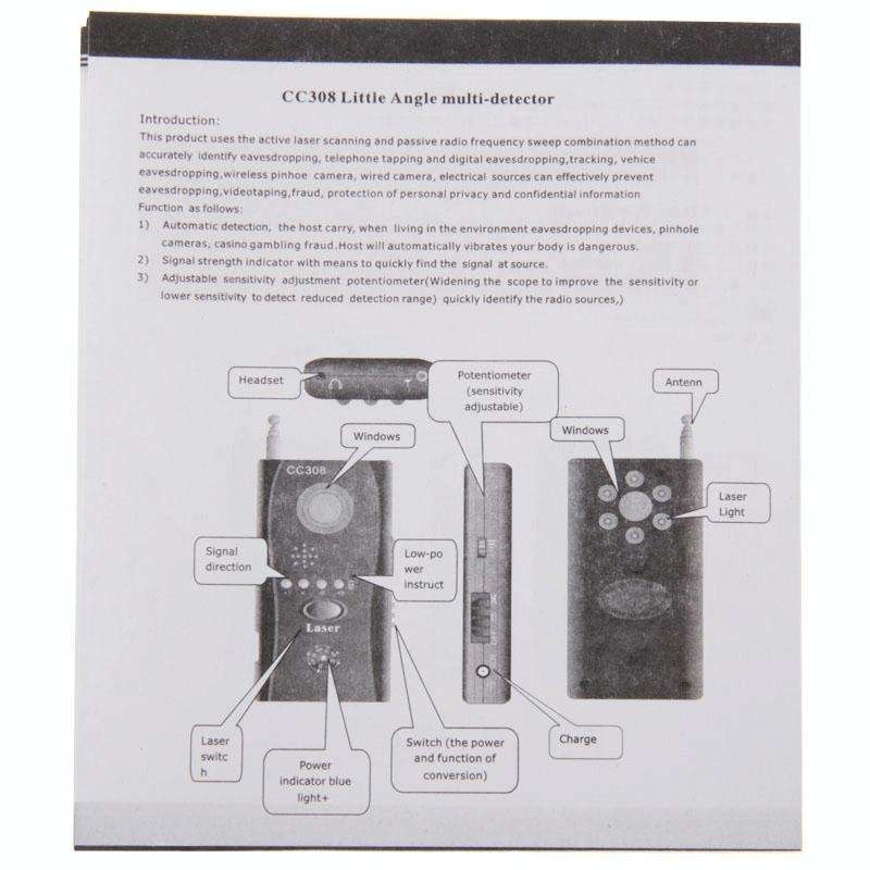 CC308+ Multi Wireless Camera Lens Detector Radio Wave Signal Detect Full-range RF GSM Device Find...