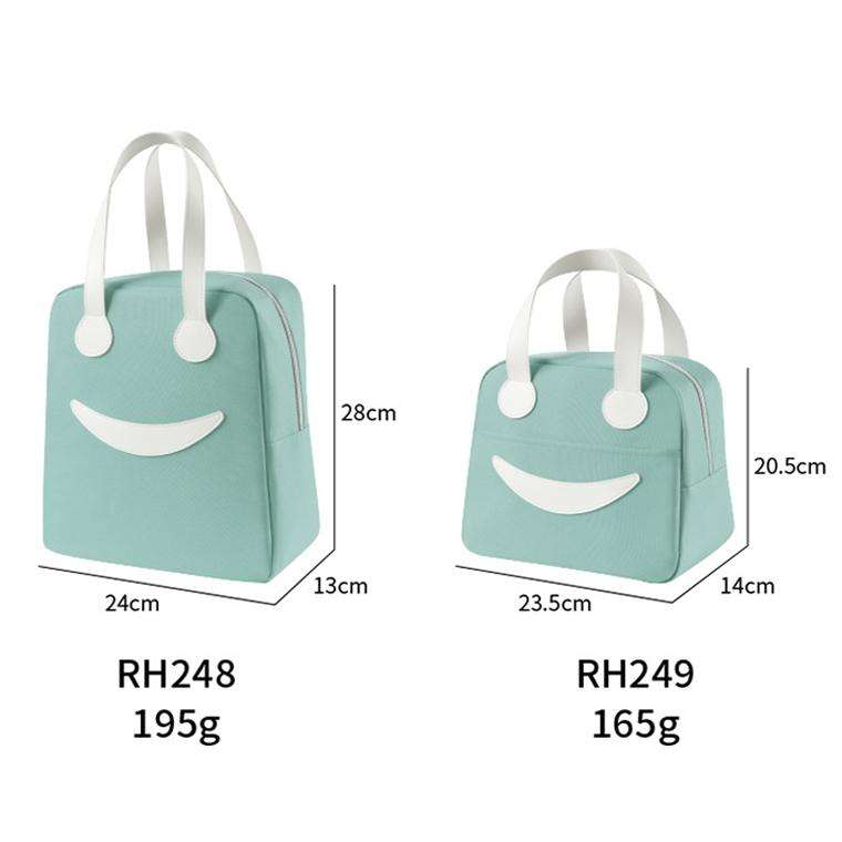 Smiley Lunch Bag with Leather Handles, Size: S (Yellow)