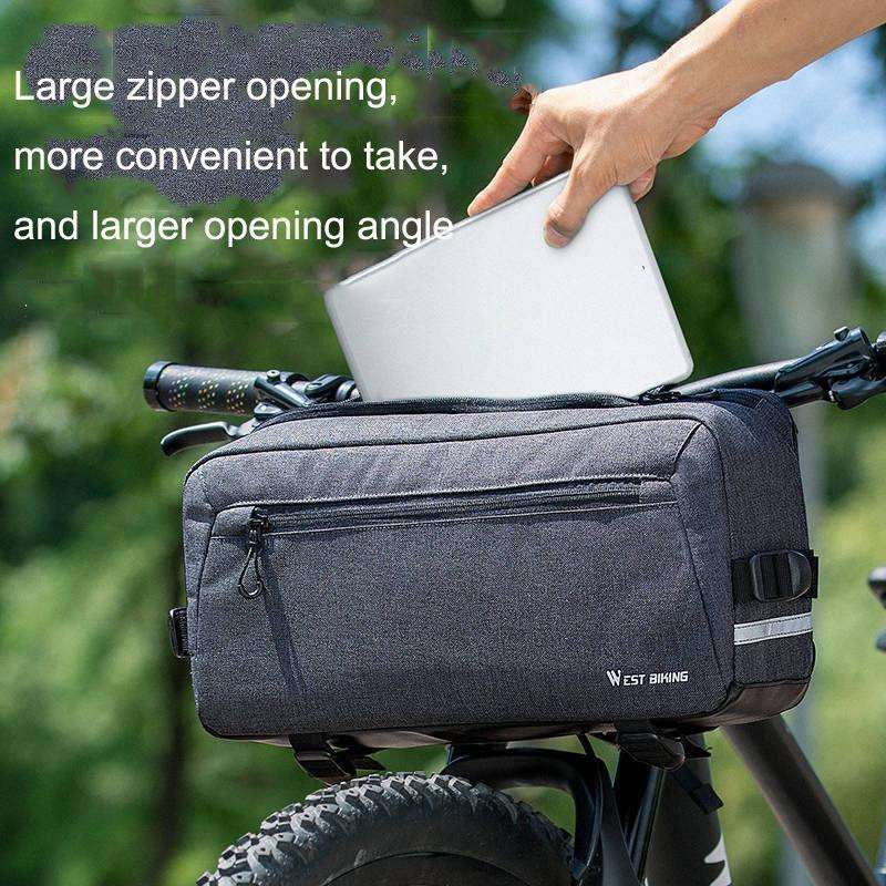 WEST BIKING YP0707301 Mountain Bike Handlebar Bag Multifunctional Large Capacity Head Bag(Grey)