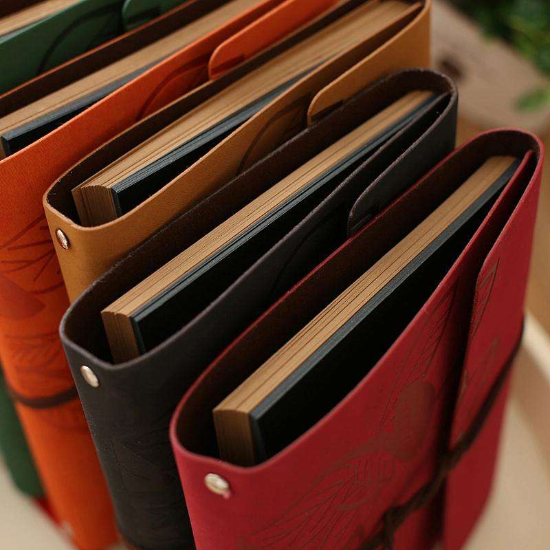 PU Leather Vintage Antique Kraft Paper Photo Albums(Khaki)