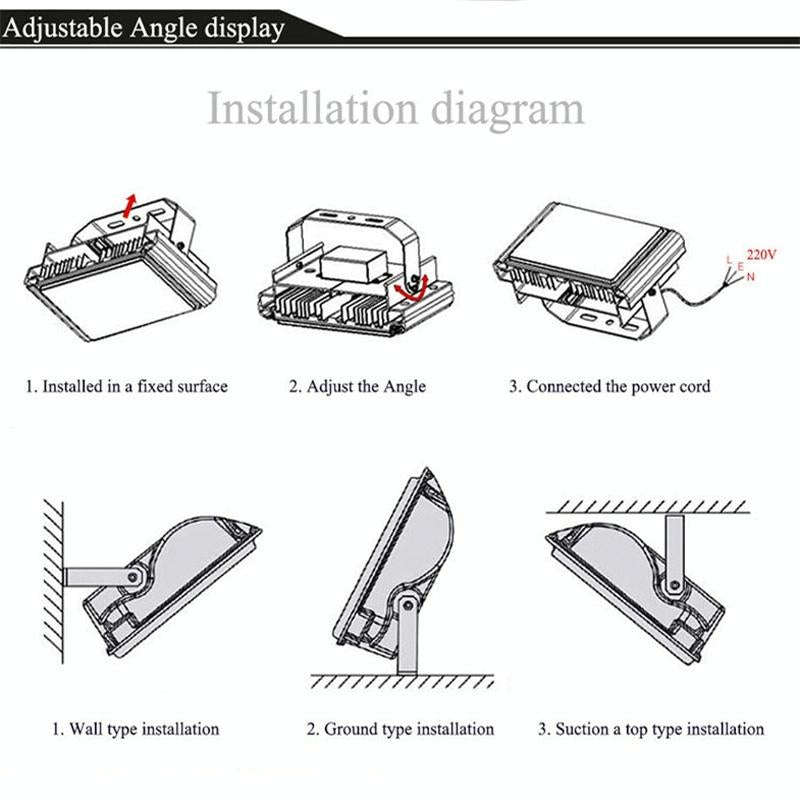 100W Waterproof LED Floodlight Lamp, 2 x 48 LED SMD 2835, Luminous Flux: > 8000LM, PF > 0.9, RA >...