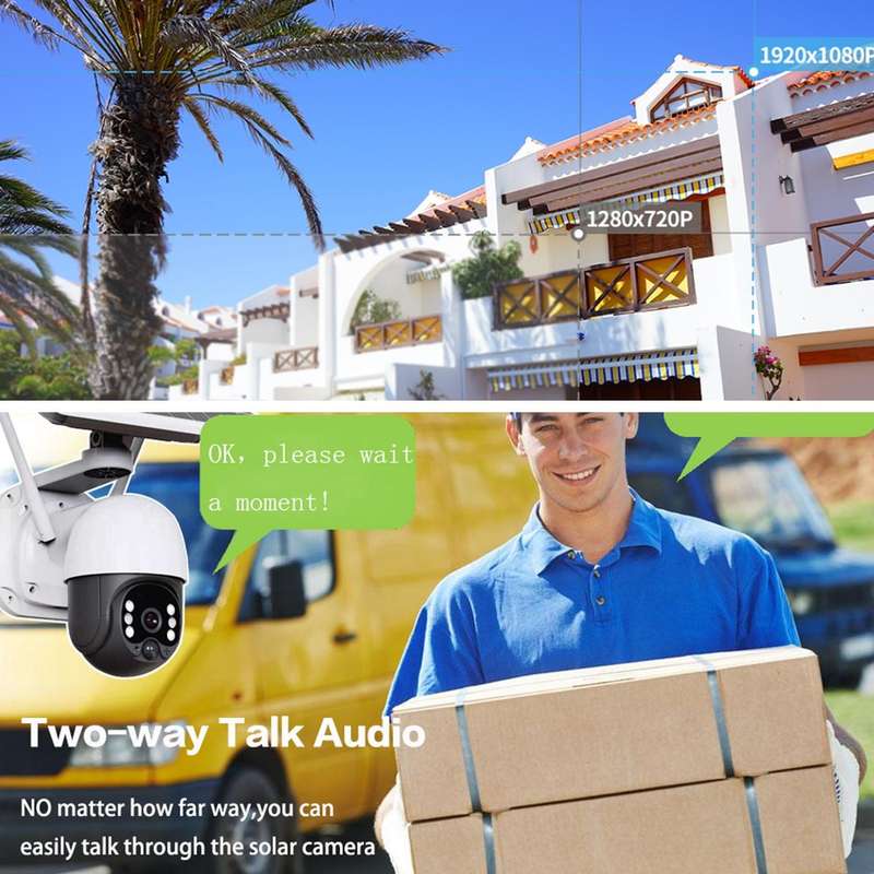 T23 2288 x 1288P Full HD Solar Powered WiFi Camera, Support PIR Alarm, Night Vision, Two Way Audi...