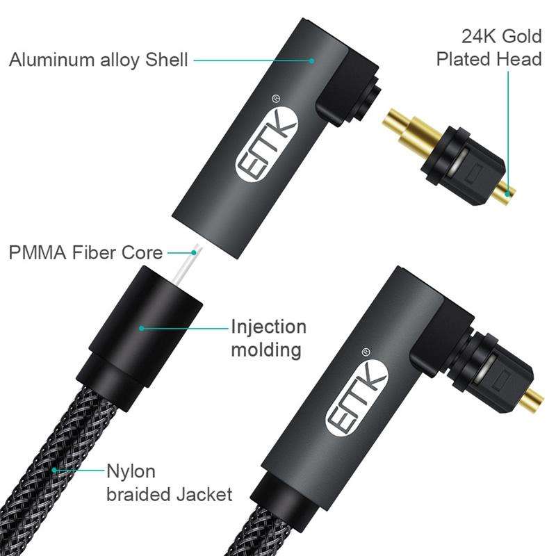 EMK 90 Degree Swivel Adjustable Right Angled 360 Degrees Rotatable Plug Nylon Woven Mesh Optical ...