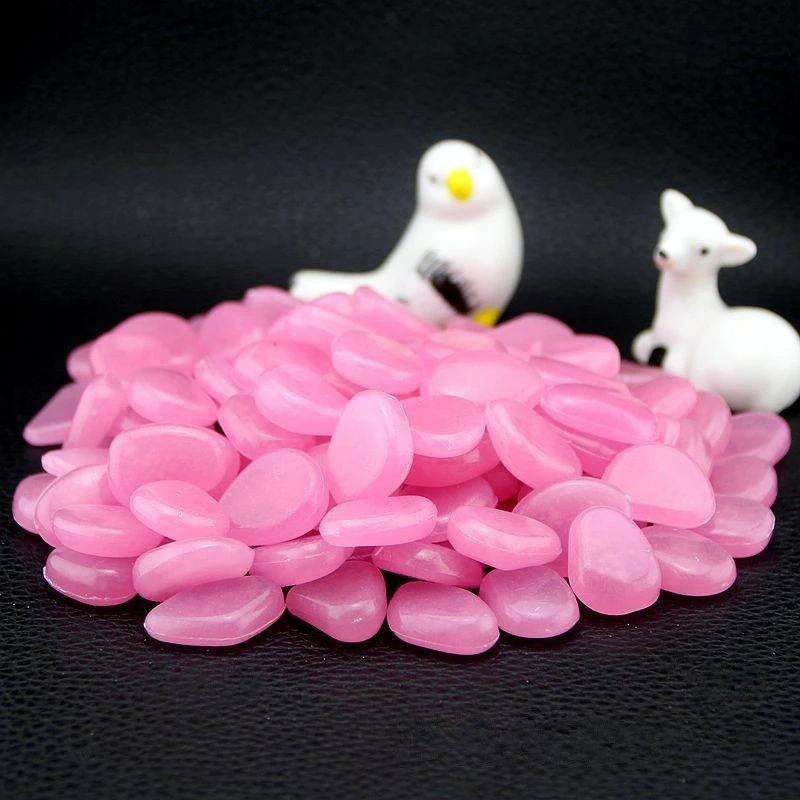 100 PCS Glow in The Dark Garden Pebbles for Walkways & Decoration and Plants Luminous Stones(Ligh...
