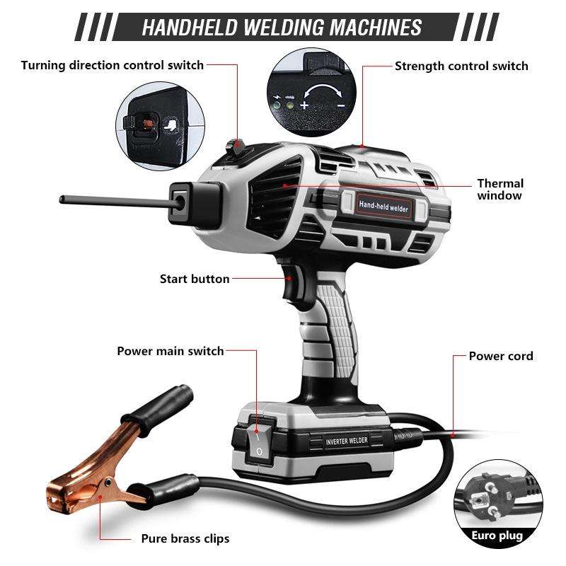 Handheld Welding Machine Home Small Portable Inverter Welder(Green EU Plug 220V)