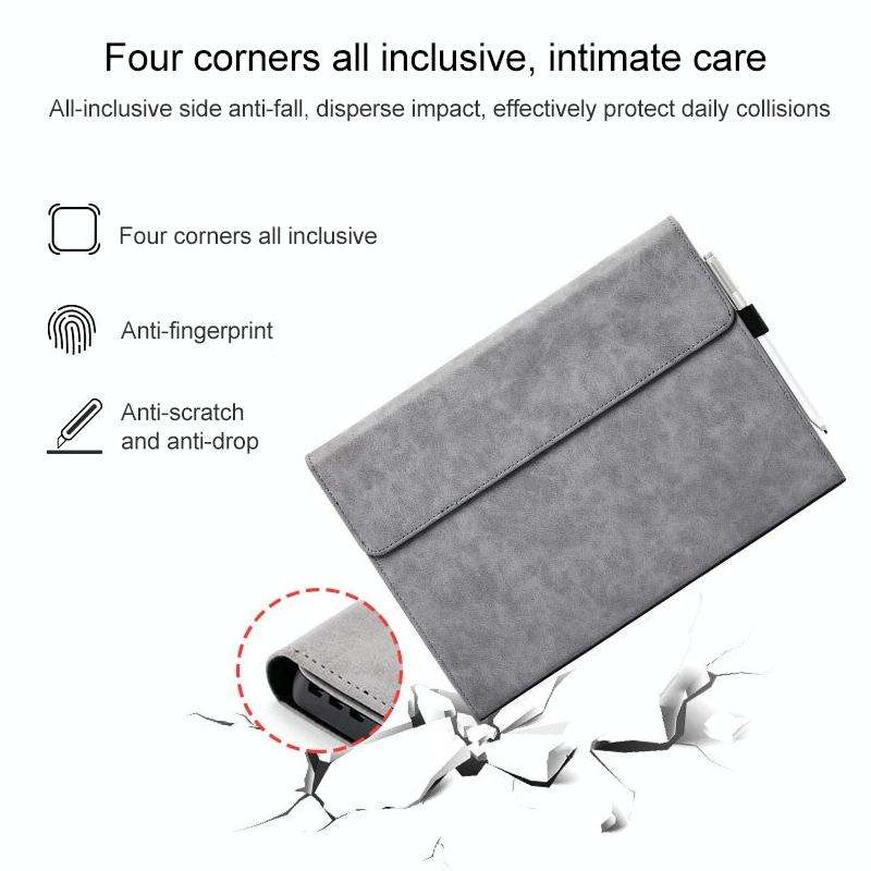 For Microsoft Surface Pro 7 / 7+ South African Sheepskin Magnetic Horizontal Flip Leather Case wi...