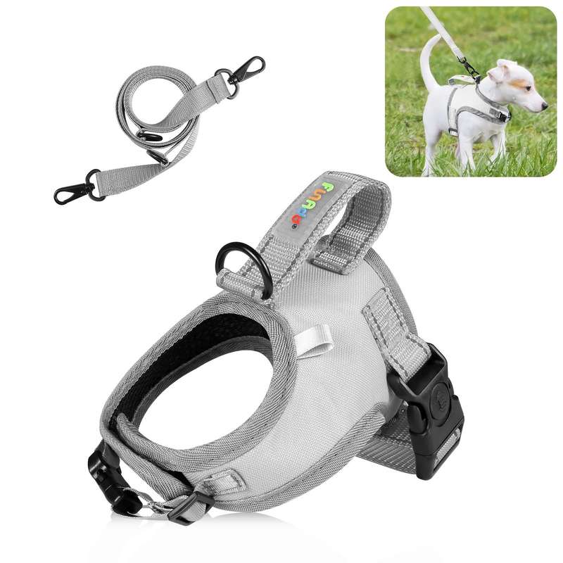 FunAdd Traction Rope Reflective Breathable Nylon Pet Vest Dog Harness, Size: S (Grey)