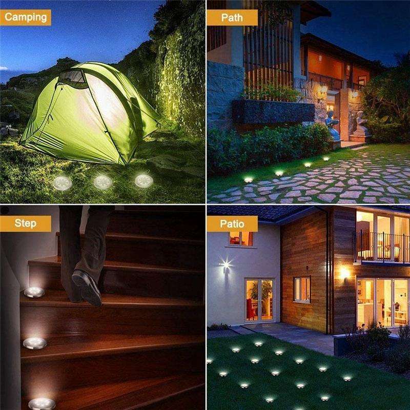 2 PCS 10 LEDs Solar Powered Buried Light Under Ground Lamp IP65 Waterproof Outdoor Garden Street ...