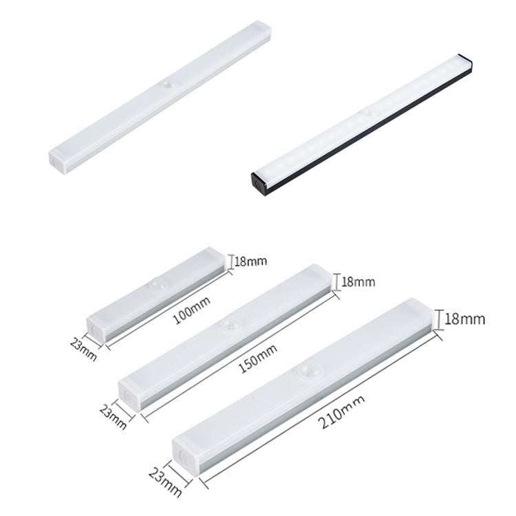 LED Human Body Induction Lamp Long Strip Charging Cabinet Lamp Strip, Size: 10cm(Silver and Warm ...