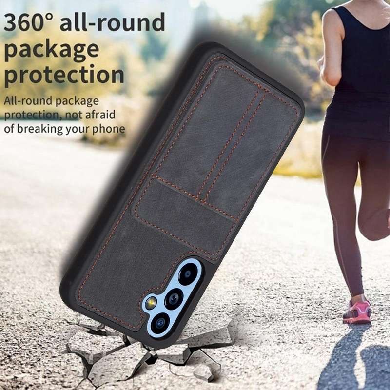 For Samsung Galaxy A54 5G BF28 Frosted Card Bag Phone Case with Holder(Black)
