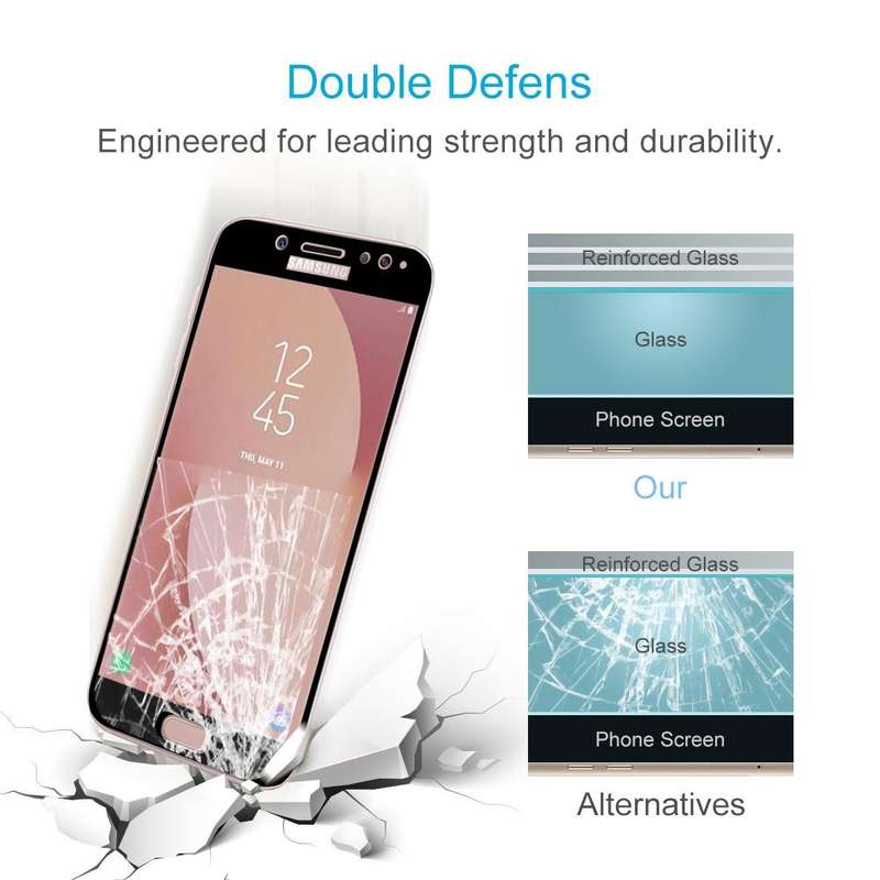 For Galaxy J7 (2017) (EU Version) 0.26mm 9H Surface Hardness 2.5D Curved Silk-screen Full Screen ...