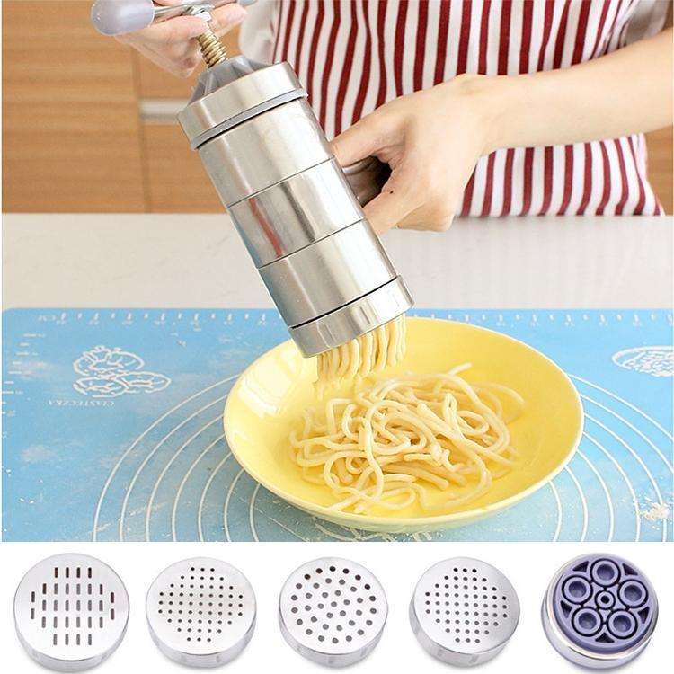 Household Stainless Steel Manual Pasta Machine Hand Pressure Noodle Machine Noodle Maker with 5 M...