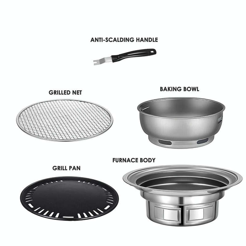 Home Multifunctional Adjustable Fire Barbecue Grill, Size: S (Pan+Net)