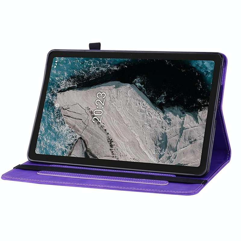 For Nokia T20 10.4 2021 Skin Feel Solid Color Zipper Leather Tablet Case(Purple)