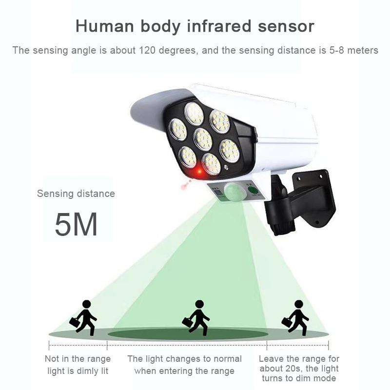 LED Solar human Body Infrared Induction Wall Lamp Simulation Monitoring Fake Camera