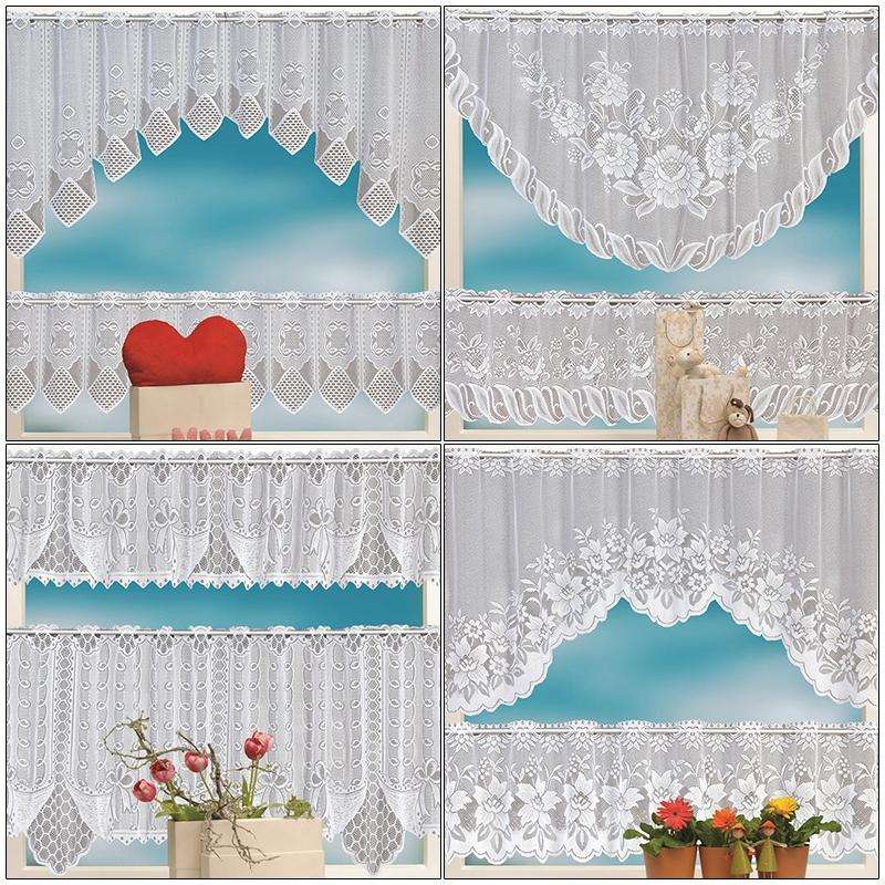 White Translucent Coffee Curtain Tulle Lace Sheer Warp Knitted Jacquard Curtains Bedroom Curtains...