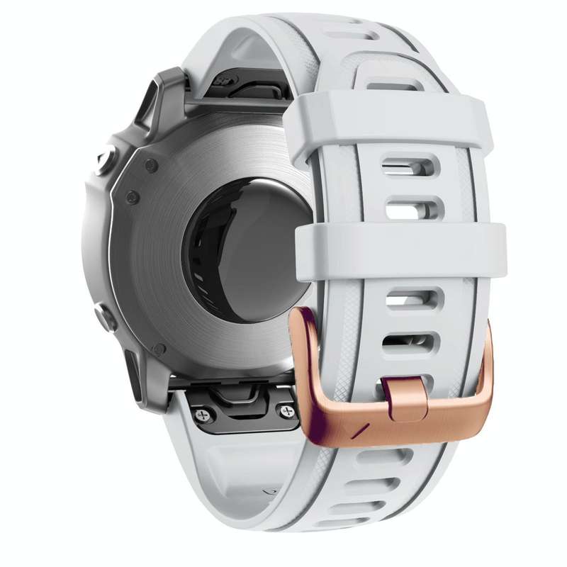For Garmin Fenix 7S / 6S Pro / 5S Plus 20mm Rose Gold Buckle Silicone Watch Band(White)