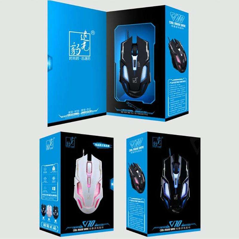 Chasing Leopard V10 USB 6-keys 2400DPI Four-speed Adjustable Steel Mesh Backlight Wired Optical G...