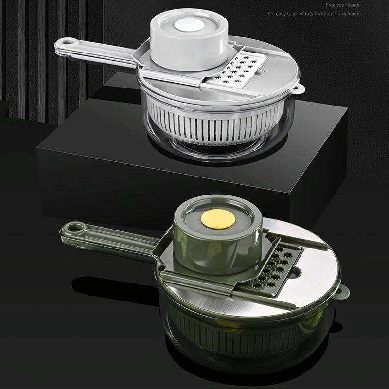 6 In 1 Hand-guard Vegetable Cutter with Water Filter and Storage Function(Green)