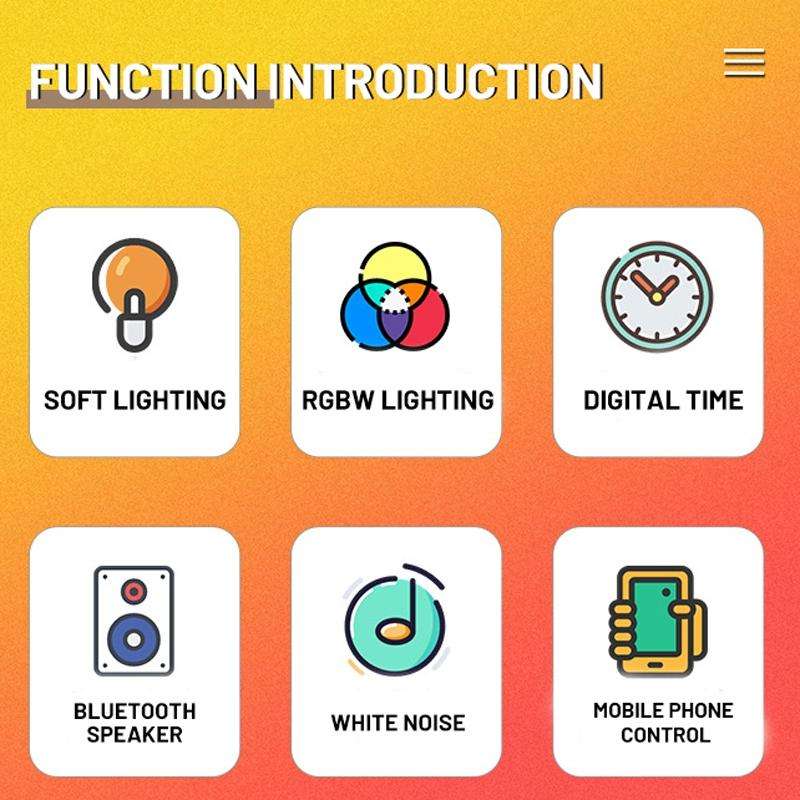 Multi-Functional RGBW Atmosphere Light Bluetooth Speaker Sunrise Wake-Up Lamp Digital Display Ala...