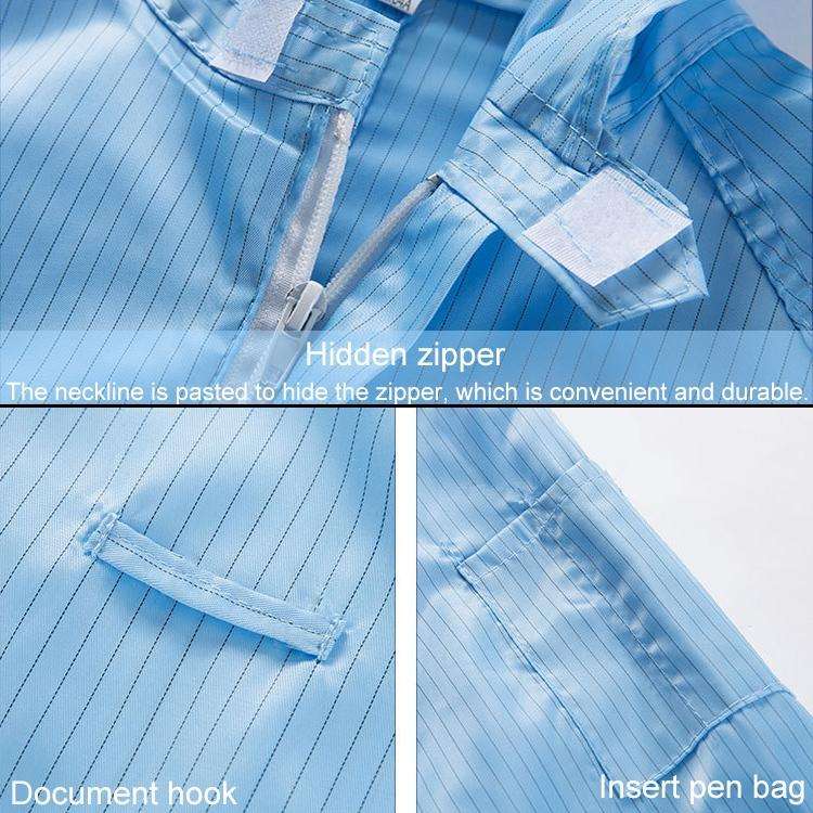Striped Anti-static Split Hood Dust-proof Work Suit, Size:XXXXXL(Blue)