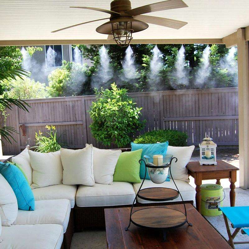 Outdoor Lawn Garden PE Mist Watering Line Misting Cooling System with 6 x Mist Nozzles, Length: 6...