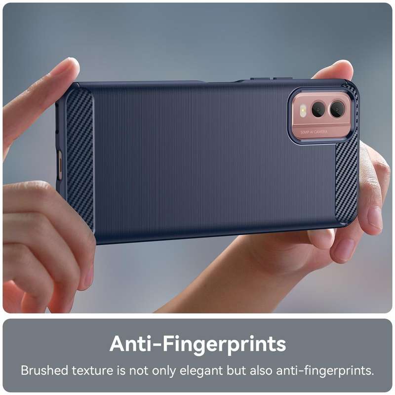For Nokia C32 Brushed Texture Carbon Fiber TPU Phone Case(Blue)