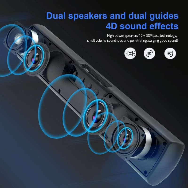 HXSJ Q3 Bluetooth 5.0 Household Extended Desktop Wall-hanging Wireless Bass Bluetooth Speaker(Black)