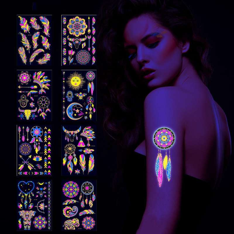 2 PCS Fluorescent Bronzing Waterproof Tattoo Stickers(JYG-004)