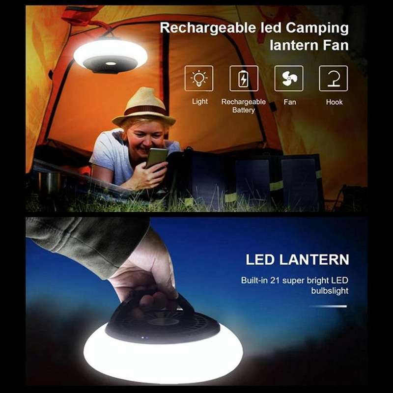 TW-8003 Outdoor Camping Light Rechargeable Camping Portable Fan(Black)