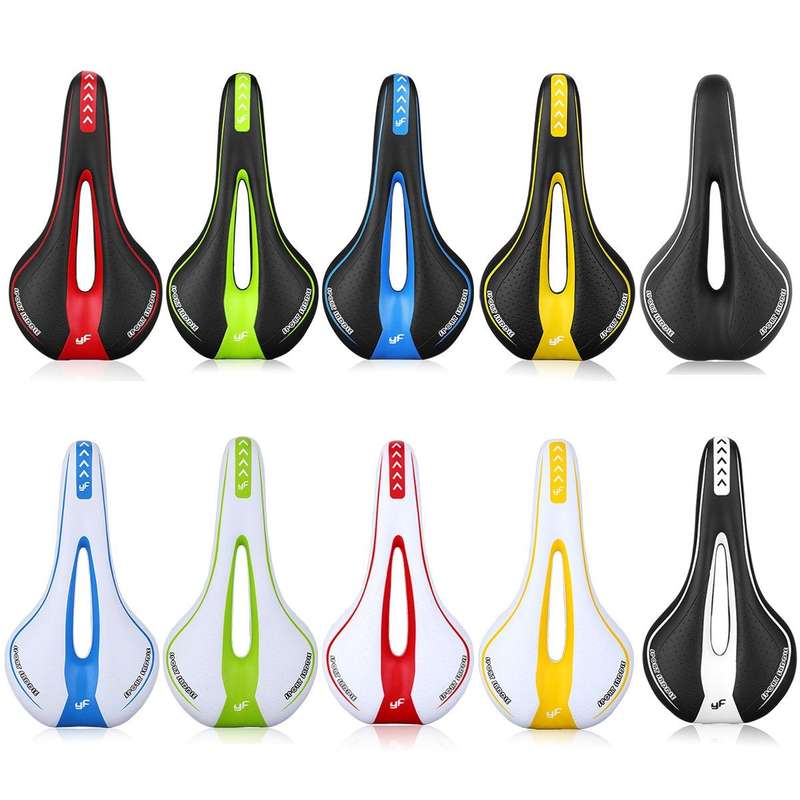 YAFEE YF-1018 Mountain Bike Saddle Bicycle Riding Saddle Bicycle Saddle(White Red)